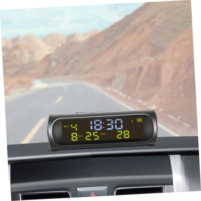 JECOMPRIS Solar Powered Car Clock Thermometer Digital Dashboard Clock with Temperature Display Date for Vehicles Essential Car Accessory for Accurate Readings - Image 4